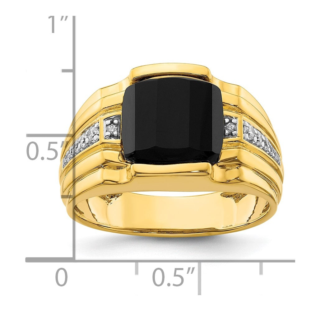 IBGoodman 14k 1/8 carat Lab Grown Diamond VS/SI+ G+ and Onyx Complete Men's Ring