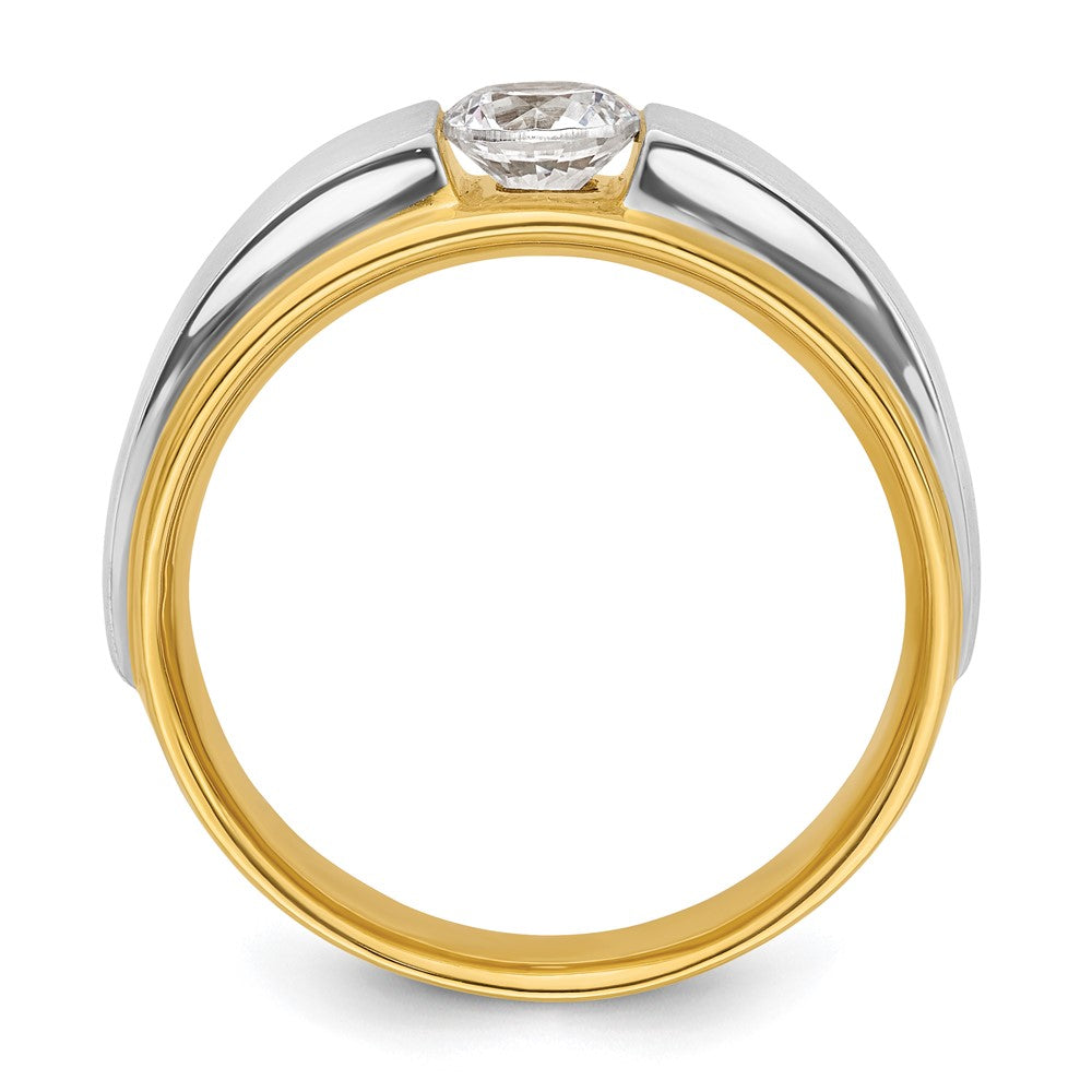 IBGoodman 14k Two-tone 3/4 carat Lab Grown Diamond VS/SI+ G+ Complete Satin Men's Ring