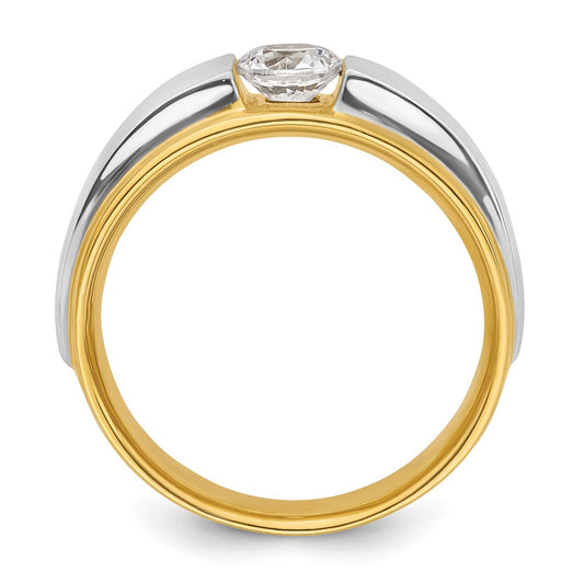 IBGoodman 14k Two-tone 3/4 carat Lab Grown Diamond VS/SI+ G+ Complete Satin Men's Ring