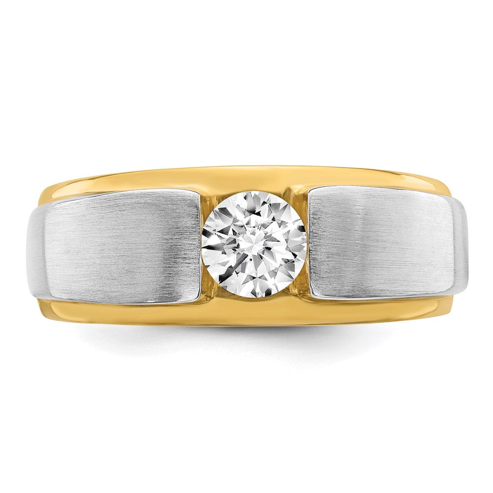 IBGoodman 14k Two-tone 3/4 carat Lab Grown Diamond VS/SI+ G+ Complete Satin Men's Ring
