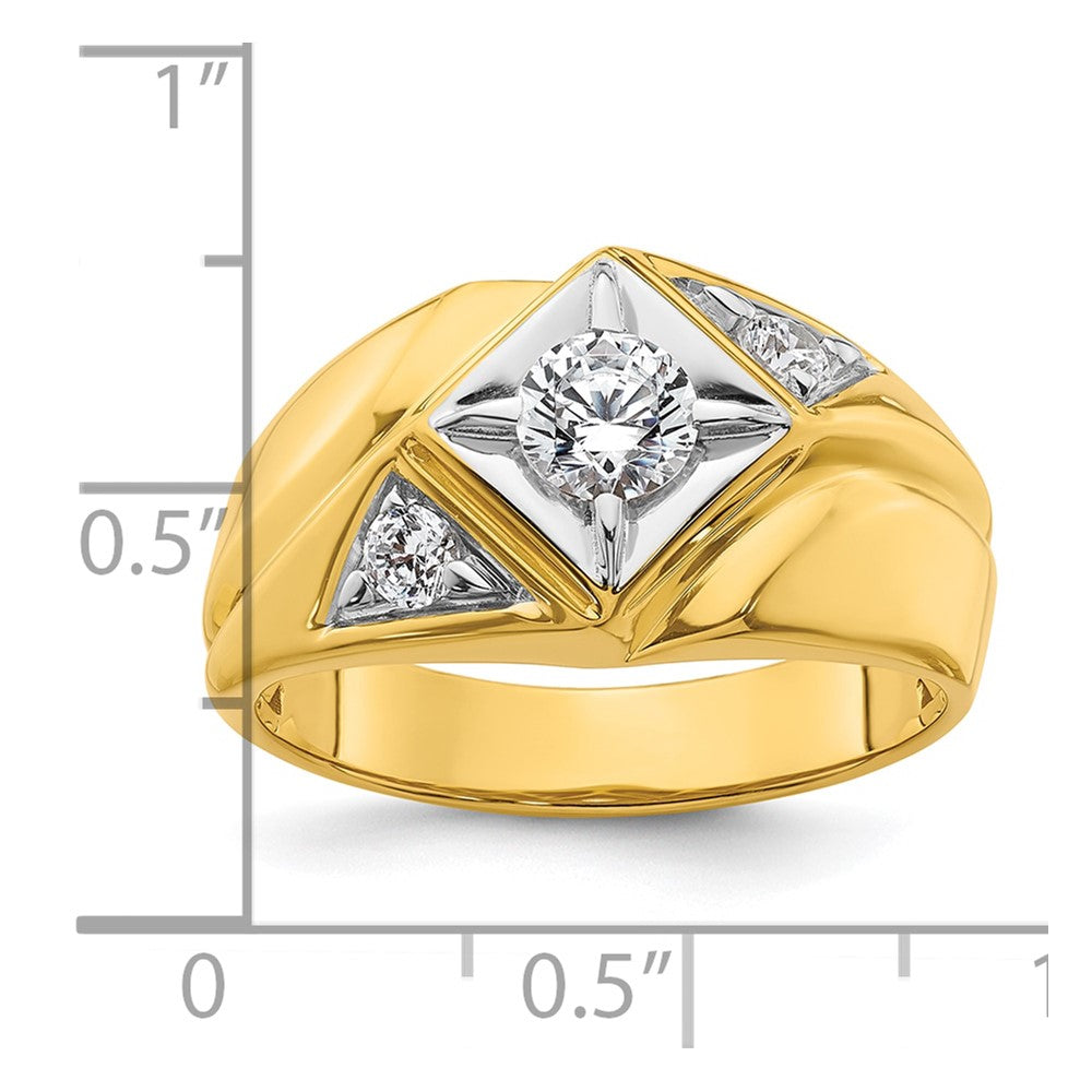 IBGoodman 14k with White Rhodium 3/4 carat Lab Grown Diamond VS/SI+ G+ Complete Polished and Satin Men's Ring