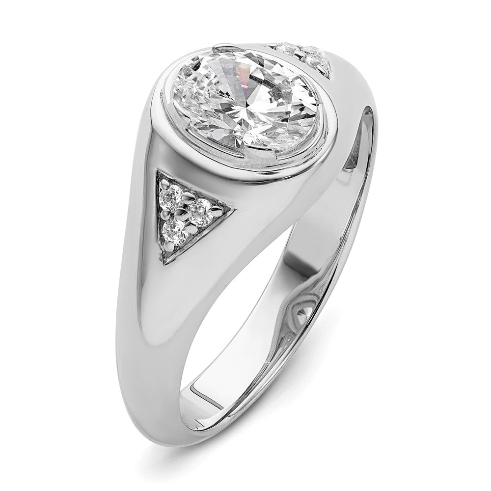IBGoodman 14k White Gold 1 carat Lab Grown Diamond VS/SI+ G+ Oval Complete Men's Ring