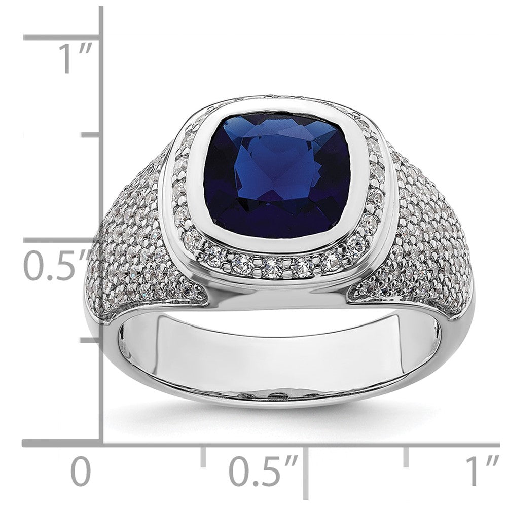 IBGoodman 14k White Gold 1 carat Lab Grown Diamond VS/SI+ G+ and Created Blue Sapphire Complete Men