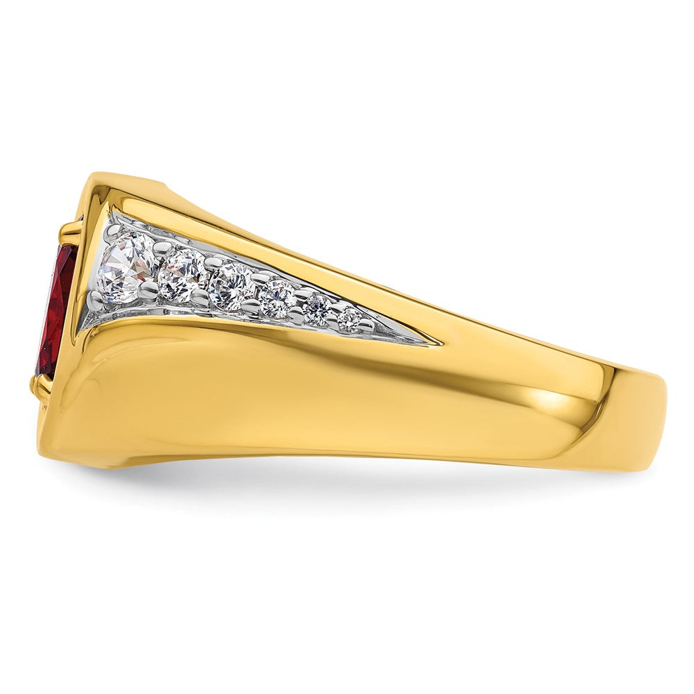 IBGoodman 14k 3/8 carat Lab Grown Diamond VS/SI+ G+ and Created Ruby Complete Men's Ring