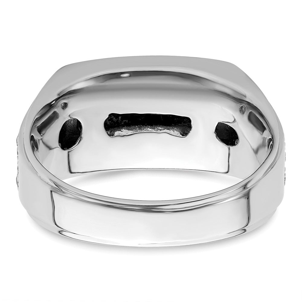 IBGoodman 14k White Gold 1 carat Lab Grown Diamond VS/SI+ G+ and Onyx Complete Men's Ring