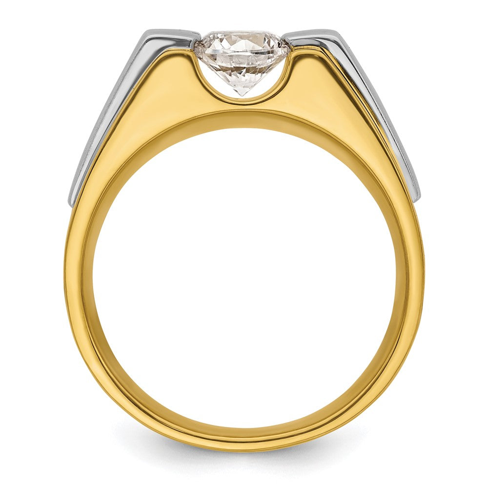IBGoodman 14k Two-Tone 1 carat Lab Grown Diamond VS/SI+ G+ Complete Polished and Satin Men's Ring