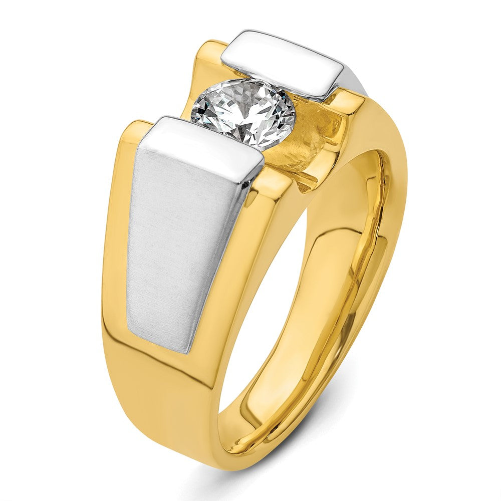 IBGoodman 14k Two-Tone 1 carat Lab Grown Diamond VS/SI+ G+ Complete Polished and Satin Men's Ring