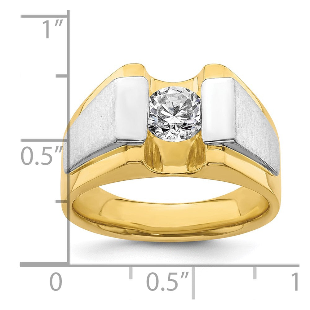 IBGoodman 14k Two-Tone 1 carat Lab Grown Diamond VS/SI+ G+ Complete Polished and Satin Men's Ring
