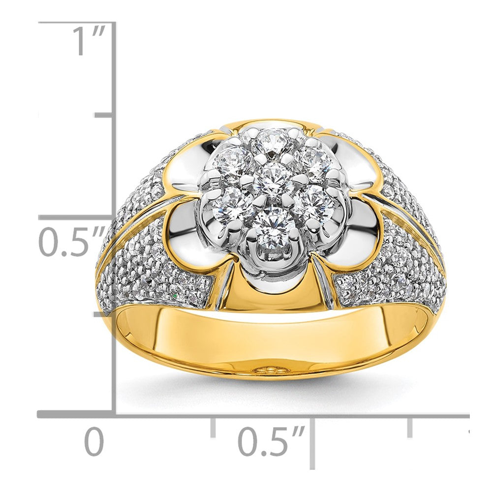 IBGoodman 14k Two-Tone 1 1/4 carat Lab Grown Diamond VS/SI+ G+ Complete Men's Cluster Ring