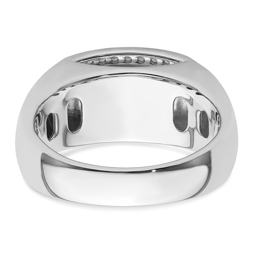 IBGoodman 14k White Gold 1/3 carat Lab Grown Diamond VS/SI+ G+ and Created Emerald Complete Men's Ring