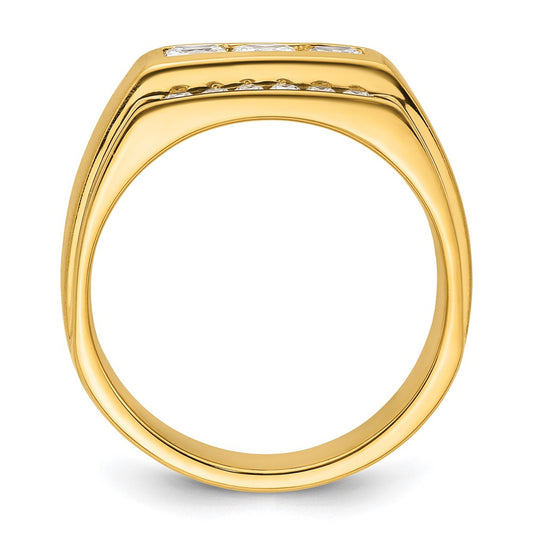 IBGoodman 14k 1 1/8 carat Lab Grown Diamond VS/SI+ G+ Complete Polished and Satin Men's Ring