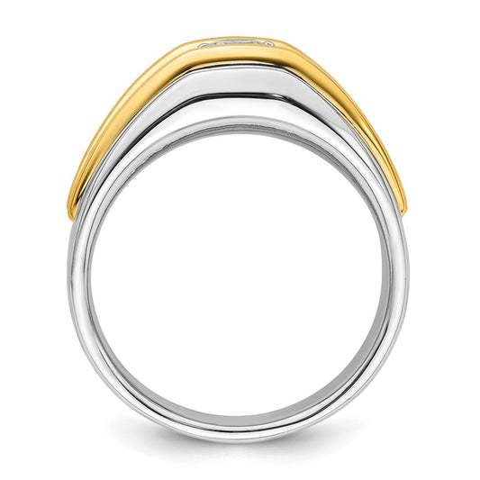 IBGoodman 14k Two-tone 1/2 carat Lab Grown Diamond VS/SI+ G+ Three Stone Complete Men's Ring