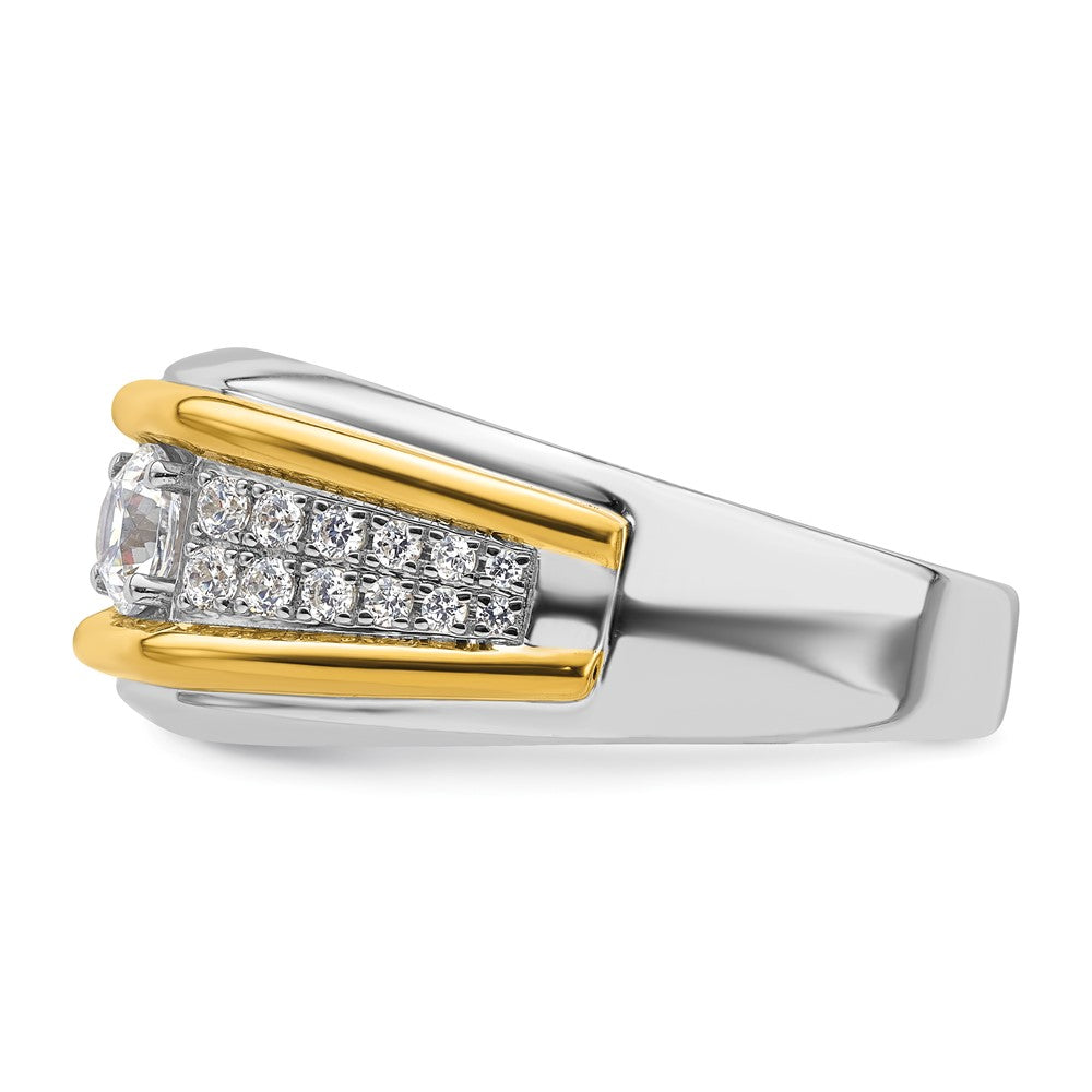 IBGoodman 14k Two-tone 1/2 carat Lab Grown Diamond VS/SI+ G+ Three Stone Complete Men's Ring
