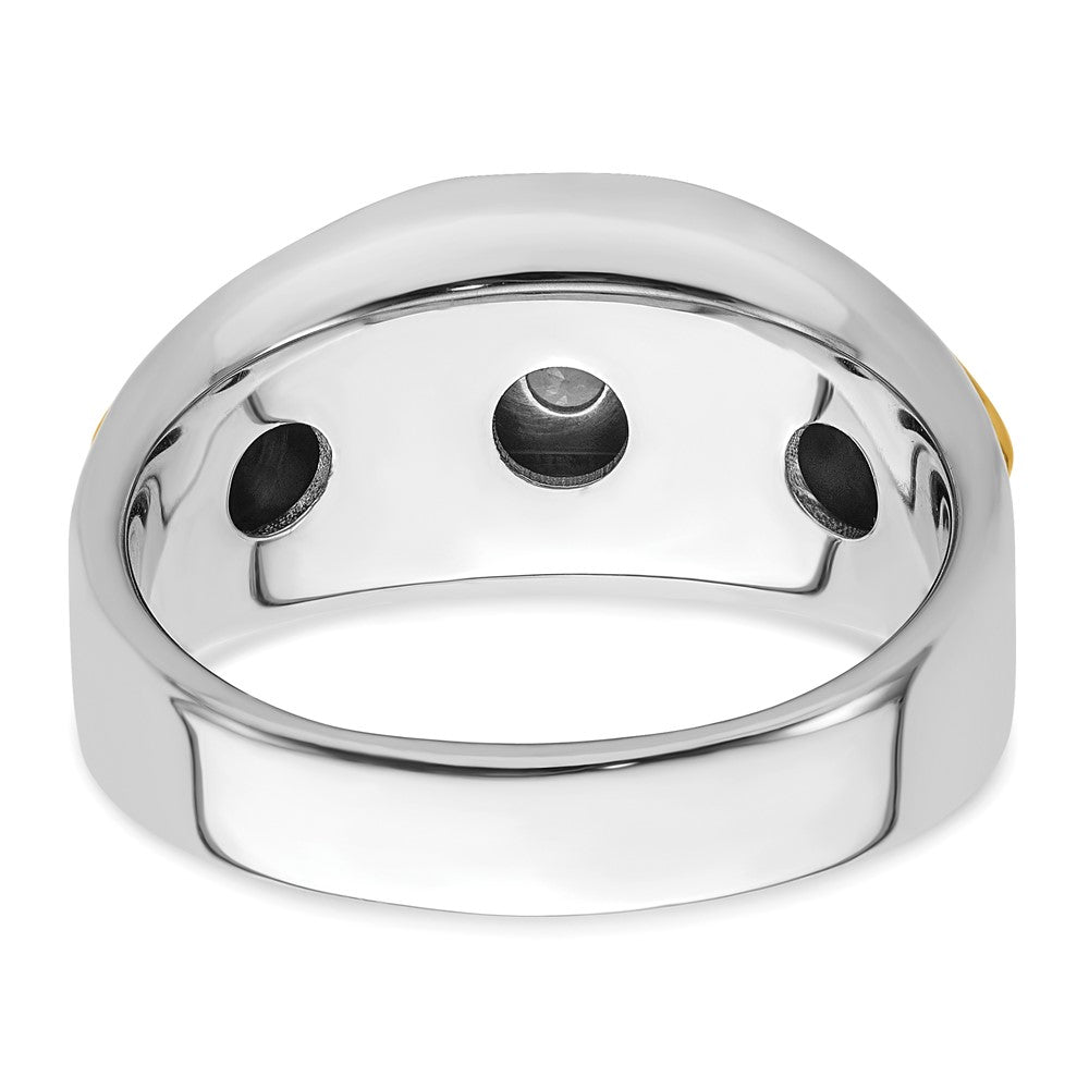 IBGoodman 14k Two-tone 1/2 carat Lab Grown Diamond VS/SI+ G+ Three Stone Complete Men's Ring