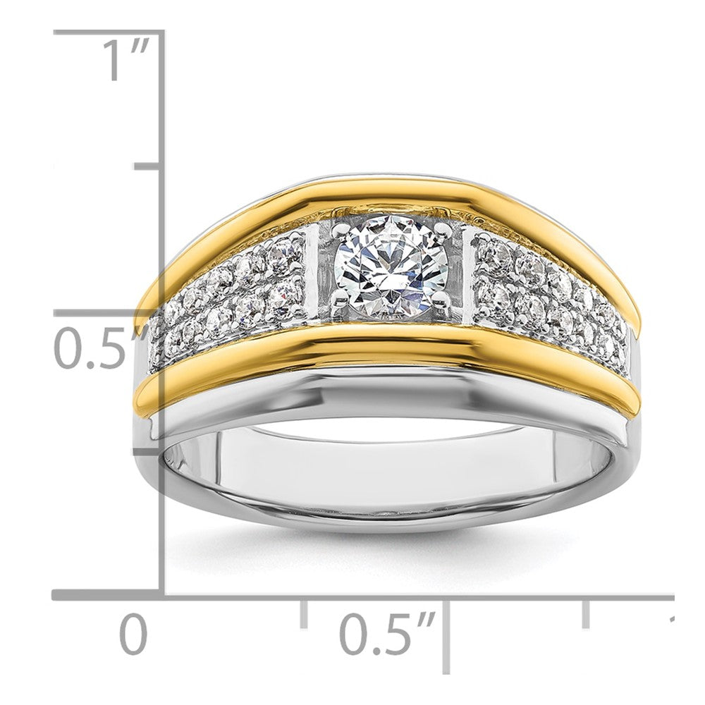 IBGoodman 14k Two-tone 1/2 carat Lab Grown Diamond VS/SI+ G+ Three Stone Complete Men's Ring