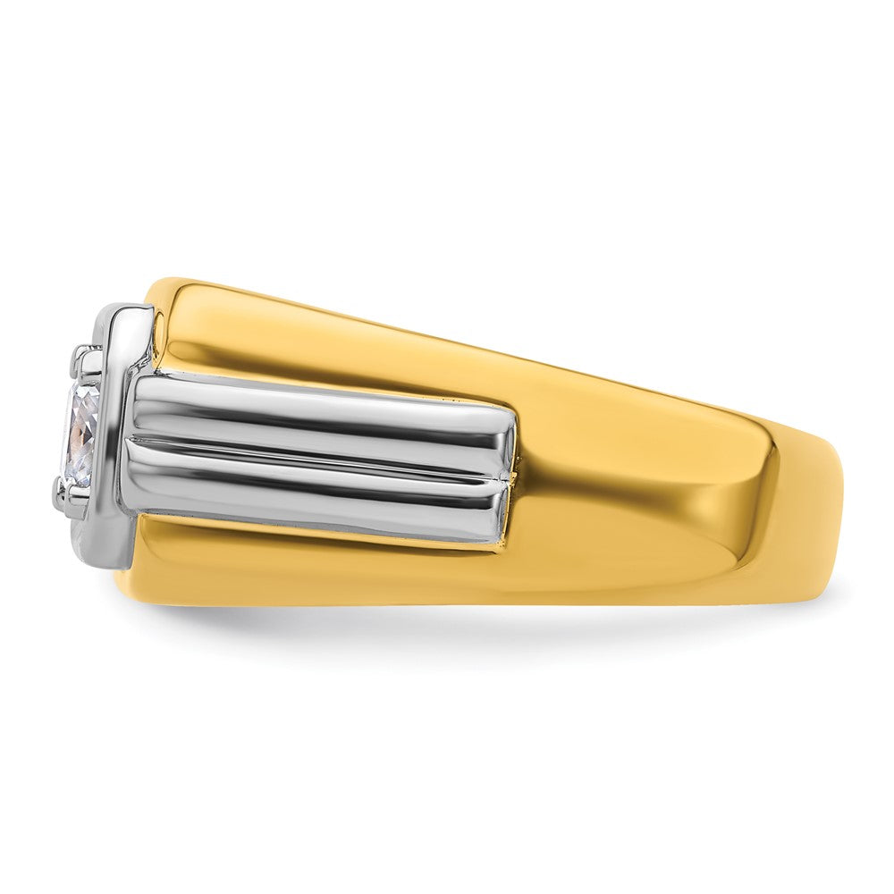 IBGoodman 14k Two-tone 1 carat Lab Grown Diamond VS/SI+ G+ Complete Polished Men's Ring