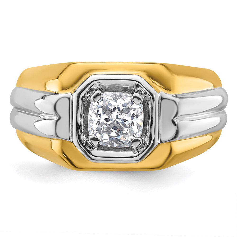 IBGoodman 14k Two-tone 1 carat Lab Grown Diamond VS/SI+ G+ Complete Polished Men's Ring
