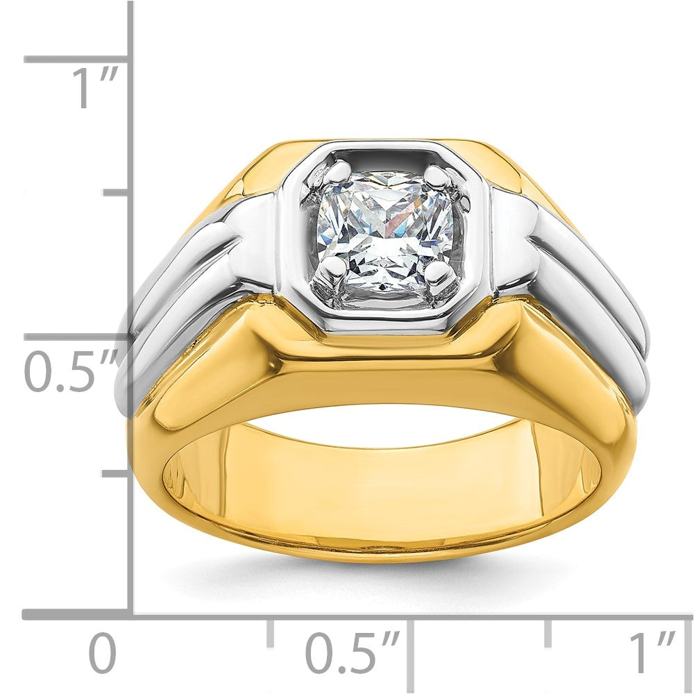 IBGoodman 14k Two-tone 1 carat Lab Grown Diamond VS/SI+ G+ Complete Polished Men's Ring