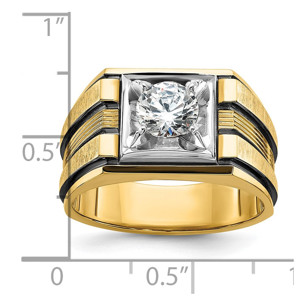 IBGoodman 14k Two Tone with Black Rhodium 1 carat Lab Grown Diamond VS/SI+ G+ Complete Polished and Satin Men's Ring