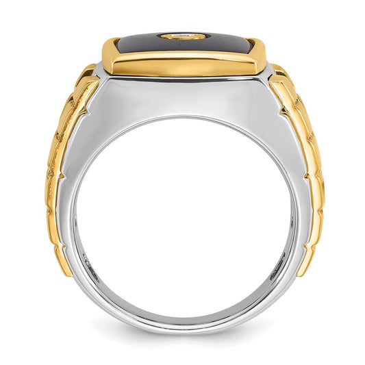 IB Goodman 10k Two-tone Mens Holds 13mm Cushion Gemstone and 1-3.0mm Diamond Ring Mounting