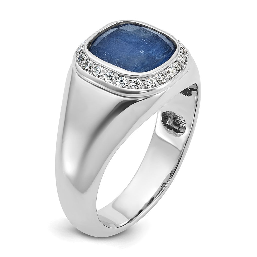 IB Goodman 10k White Gold Mens Holds Cushion Gemstone and 22-1.3mm Diamonds Halo Ring Mounting