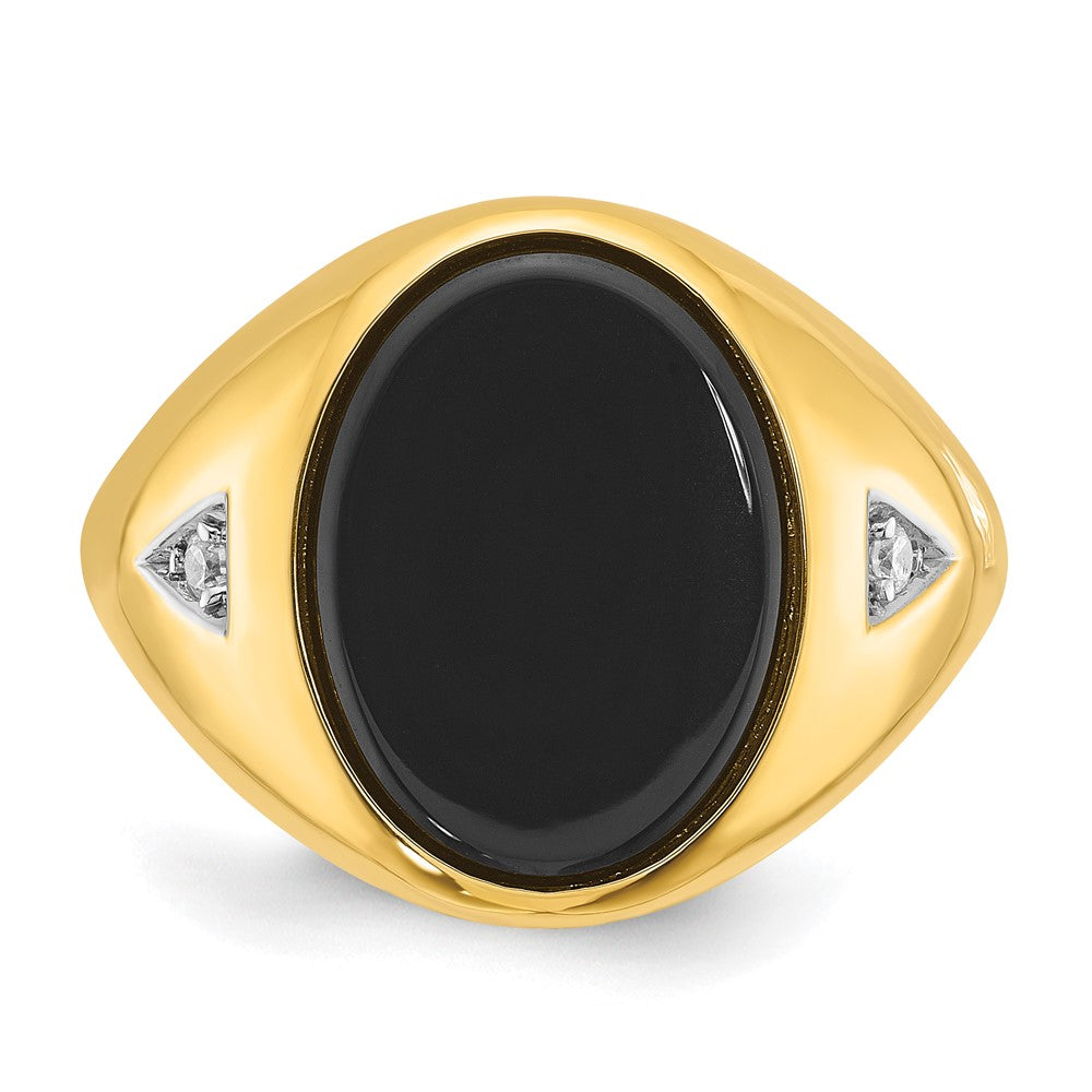 10k IBGoodman Men's Oval Onyx and Diamond Complete Ring