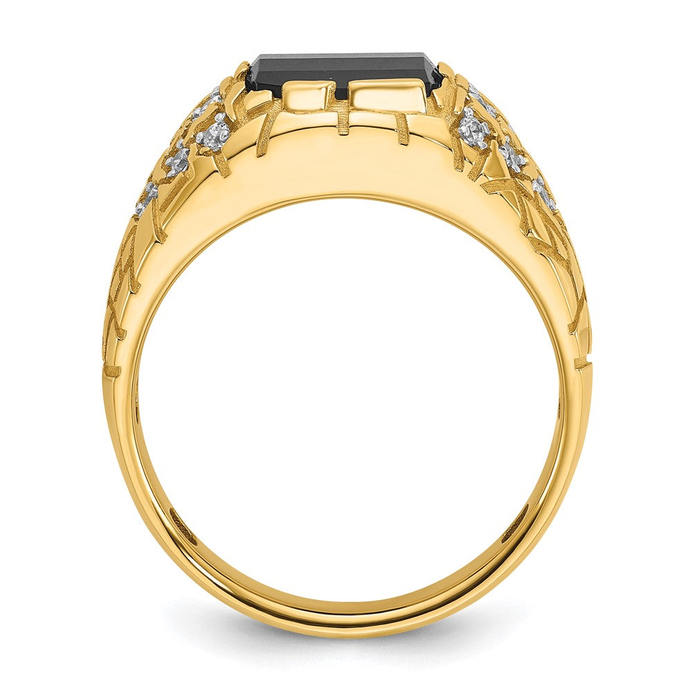 IBGoodman 14k 1/4 carat Lab Grown Diamond VS/SI+ G+ and Onyx Complete Nugget Men's Ring