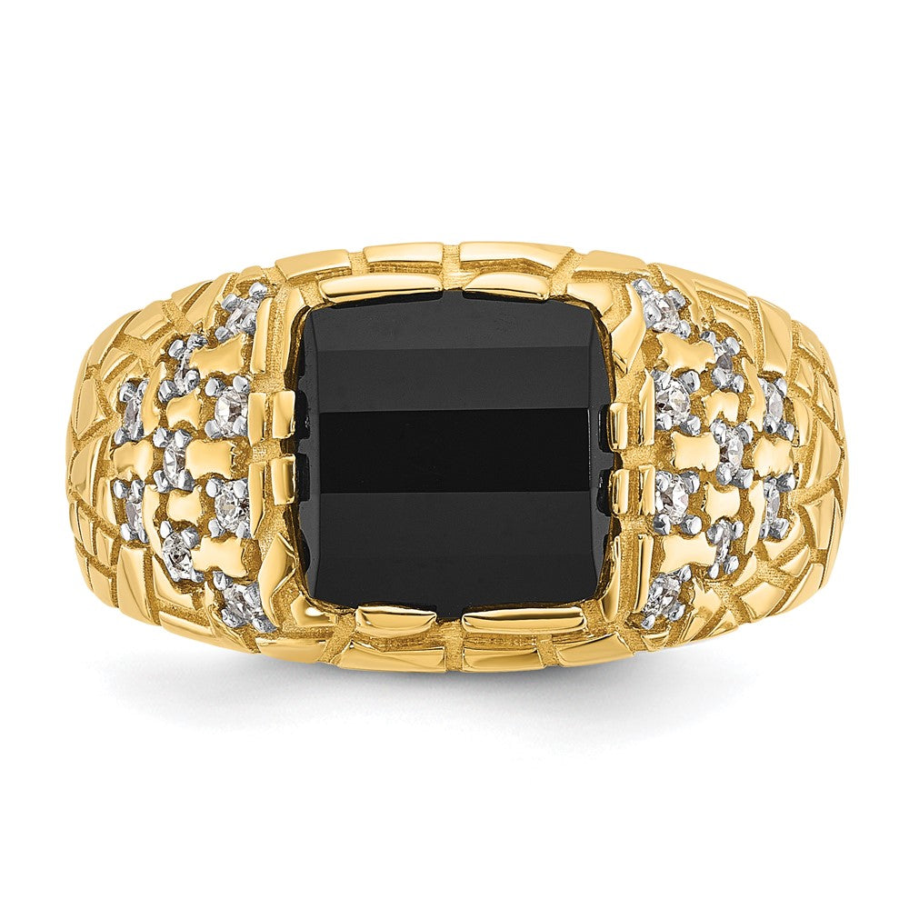 IBGoodman 14k 1/4 carat Lab Grown Diamond VS/SI+ G+ and Onyx Complete Nugget Men's Ring
