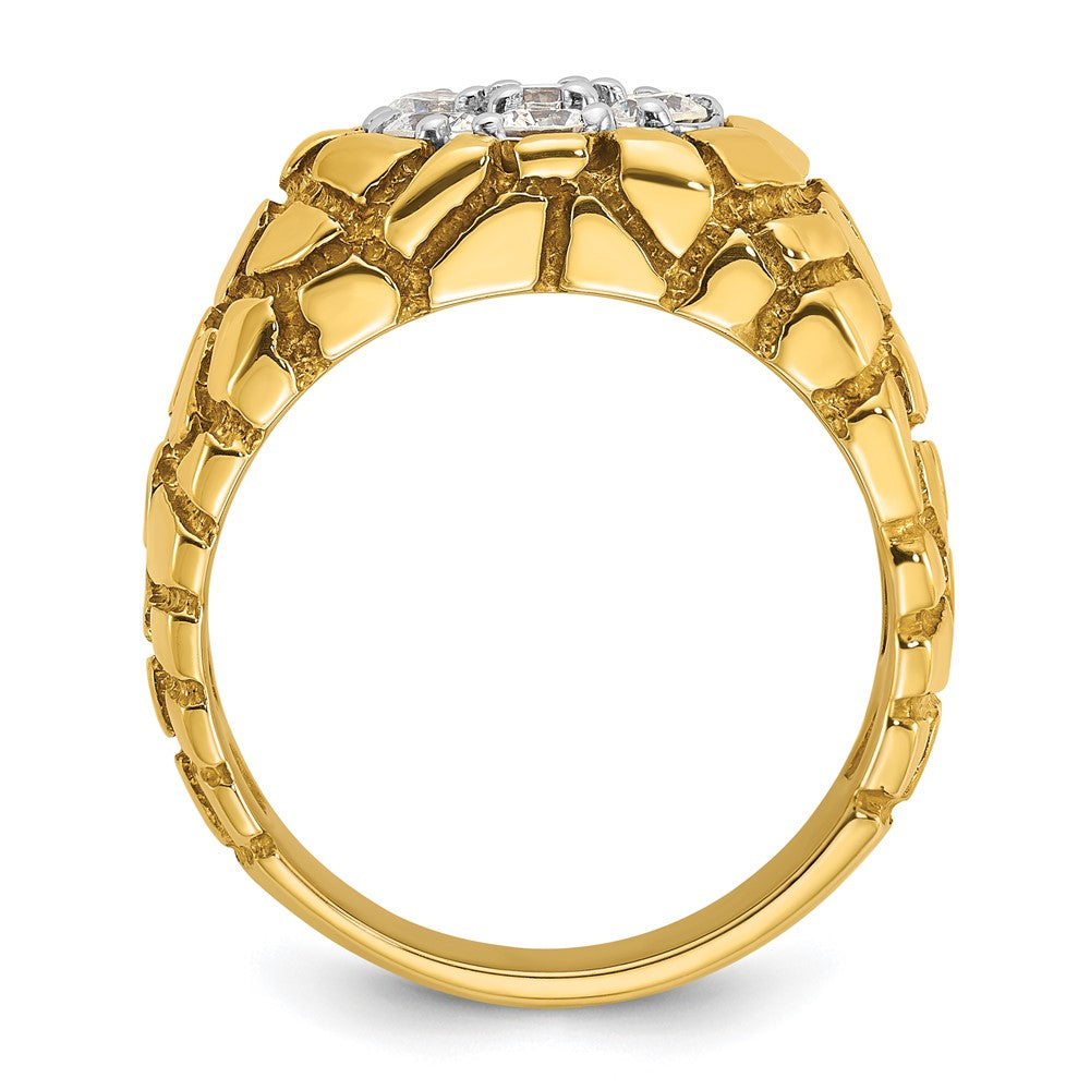 IBGoodman 14k Two-Tone 1 carat Lab Grown Diamond VS/SI+ G+ Complete Men's Textured Cluster Nugget Ring