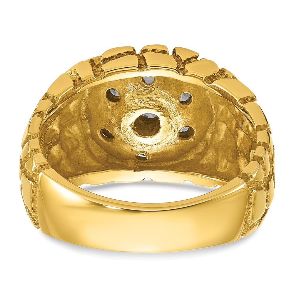 IBGoodman 14k Two-Tone 1 carat Lab Grown Diamond VS/SI+ G+ Complete Men's Textured Cluster Nugget Ring