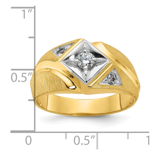 IB Goodman 10k Two-tone Mens Polished and Satin 1/4 carat Diamond Complete Ring