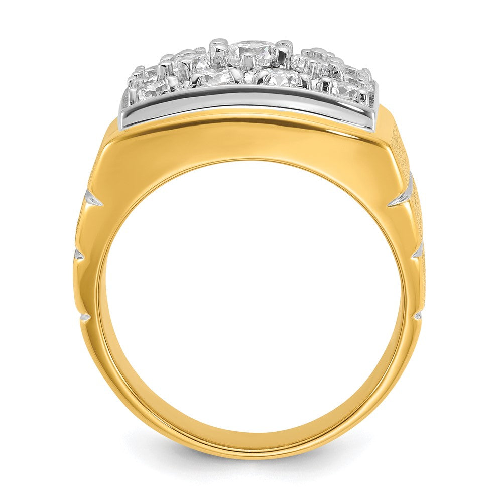 IBGoodman 14k with White Rhodium Polished Satin and Grooved Men's Cluster Ring Mounting