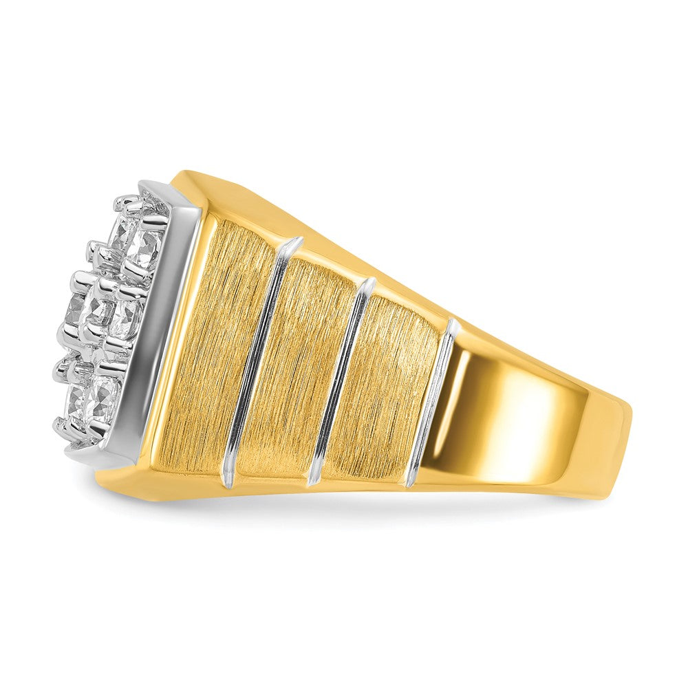 IBGoodman 14k with White Rhodium 1 7/8 carat Lab Grown Diamond VS/SI+ G+ Polished Satin and Grooved Men's Cluster Ring