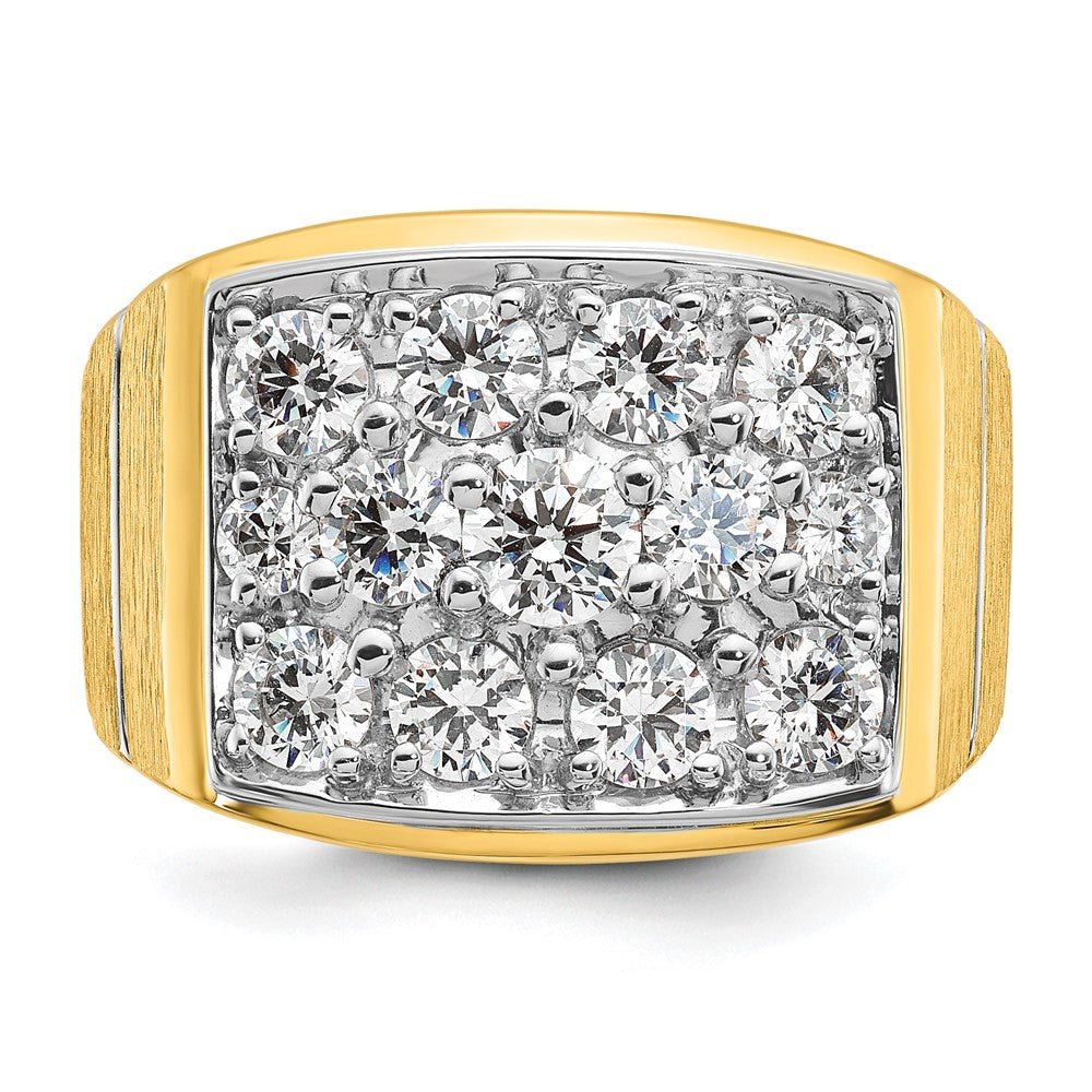 IBGoodman 14k with White Rhodium 1 7/8 carat Lab Grown Diamond VS/SI+ G+ Polished Satin and Grooved Men's Cluster Ring