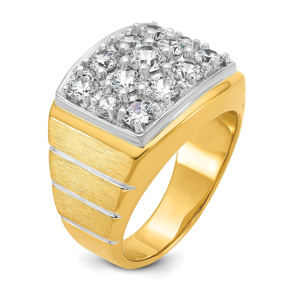 IBGoodman 14k with White Rhodium 1 7/8 carat Lab Grown Diamond VS/SI+ G+ Polished Satin and Grooved Men's Cluster Ring