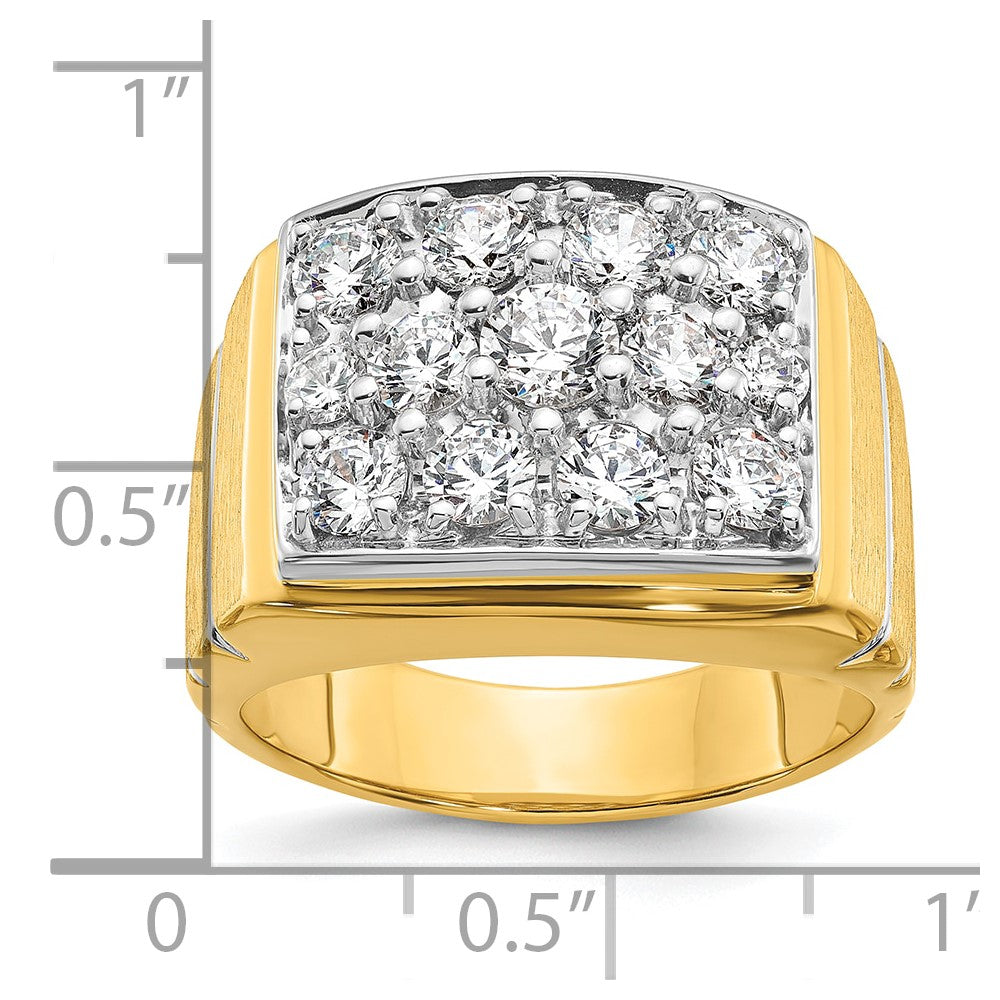 IBGoodman 14k with White Rhodium 1 7/8 carat Lab Grown Diamond VS/SI+ G+ Polished Satin and Grooved Men's Cluster Ring