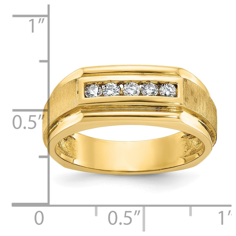 IBGoodman 14k Men's Polished and Satin 5-Stone 1/4 Carat AA Quality Diamond Ring