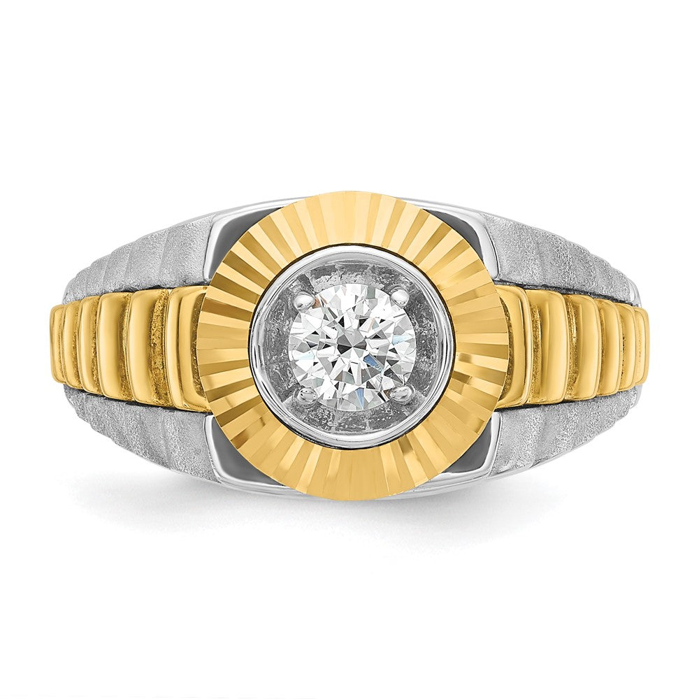 IBGoodman 10k Two-tone Men's Polished Satin and Textured 3/8 Carat A Quality Diamond Ring
