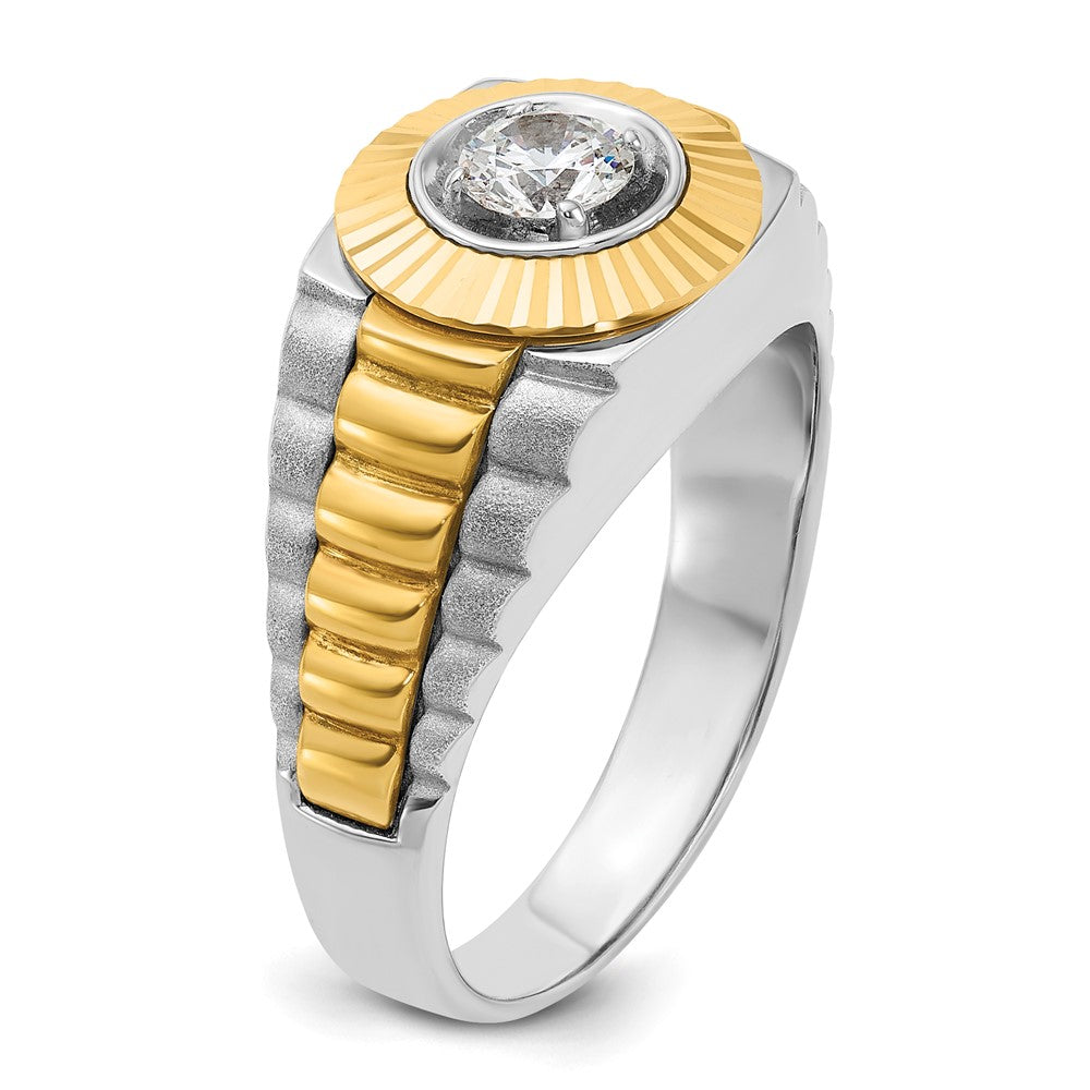 IBGoodman 10k Two-tone Men's Polished Satin and Textured 3/8 Carat A Quality Diamond Ring