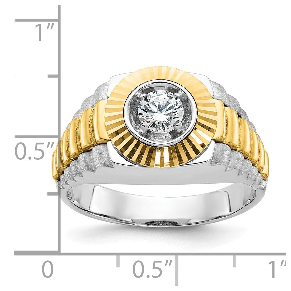 IBGoodman 10k Two-tone Men's Polished Satin and Textured 3/8 Carat A Quality Diamond Ring
