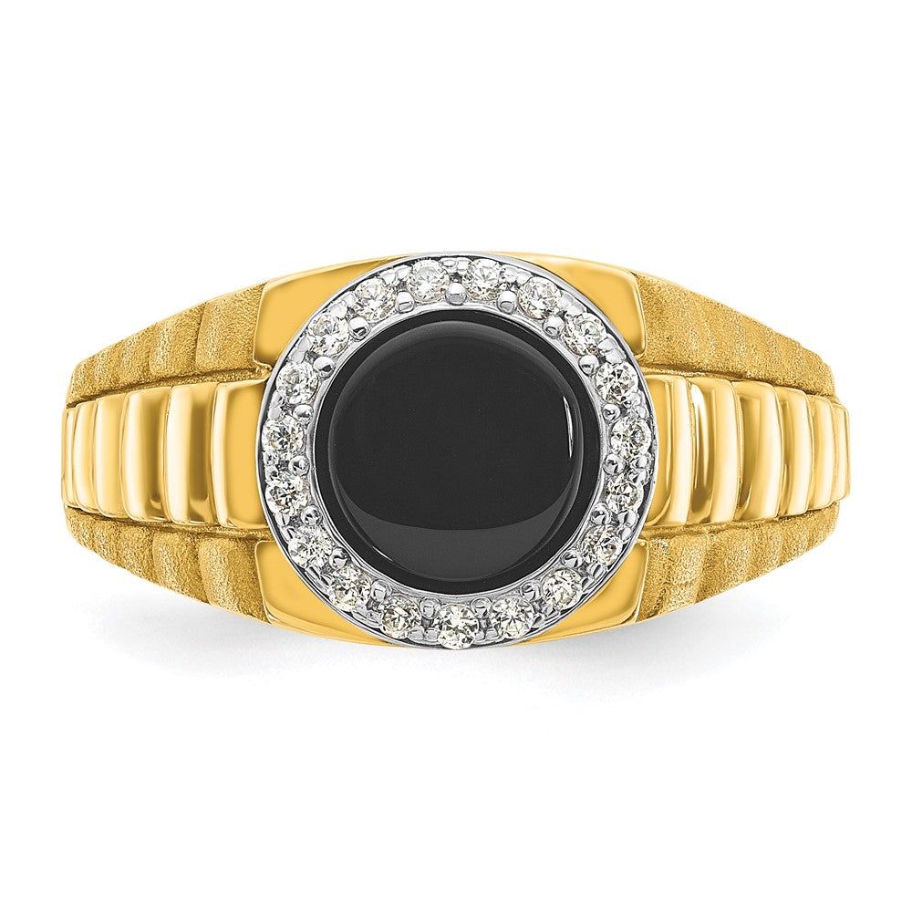 10k Two-tone IBGoodman Men's Onyx and Diamond Complete Ring
