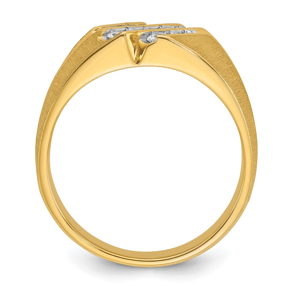 10k IBGoodman Men's Polished Satin and Grooved Ring Mounting