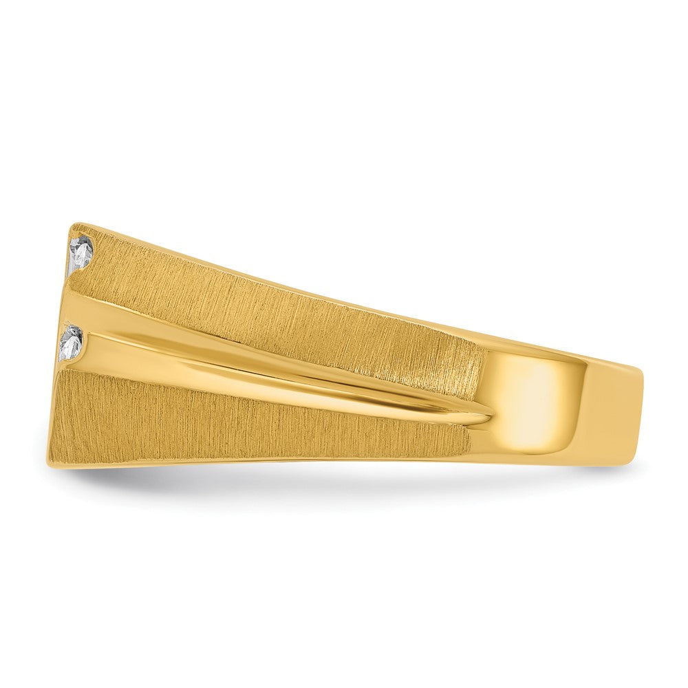 10k IBGoodman Men's Polished Satin and Grooved Ring Mounting