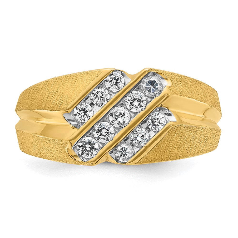 10k IBGoodman Men's Polished Satin and Grooved Ring Mounting