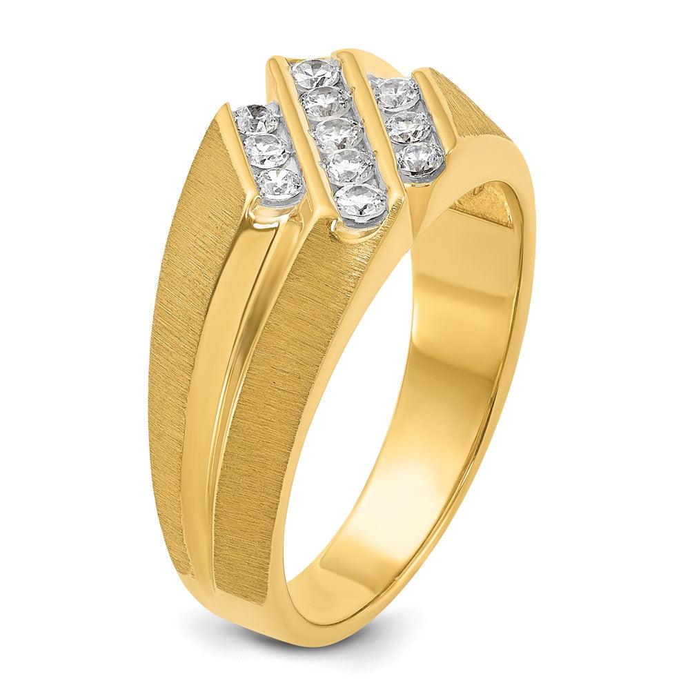 10k IBGoodman Men's Polished Satin and Grooved Ring Mounting
