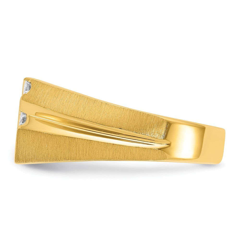 10k IBGoodman Men's Polished Satin and Grooved Ring Mounting