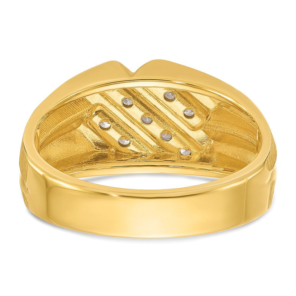 10k IBGoodman Men's Polished Satin and Grooved Ring Mounting