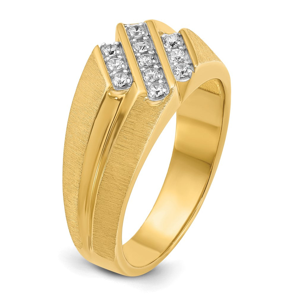 IB Goodman 10k Mens Polished/Satin/Grooved Holds 5-1.8mm/6-1.7mm Stones Ring Mounting