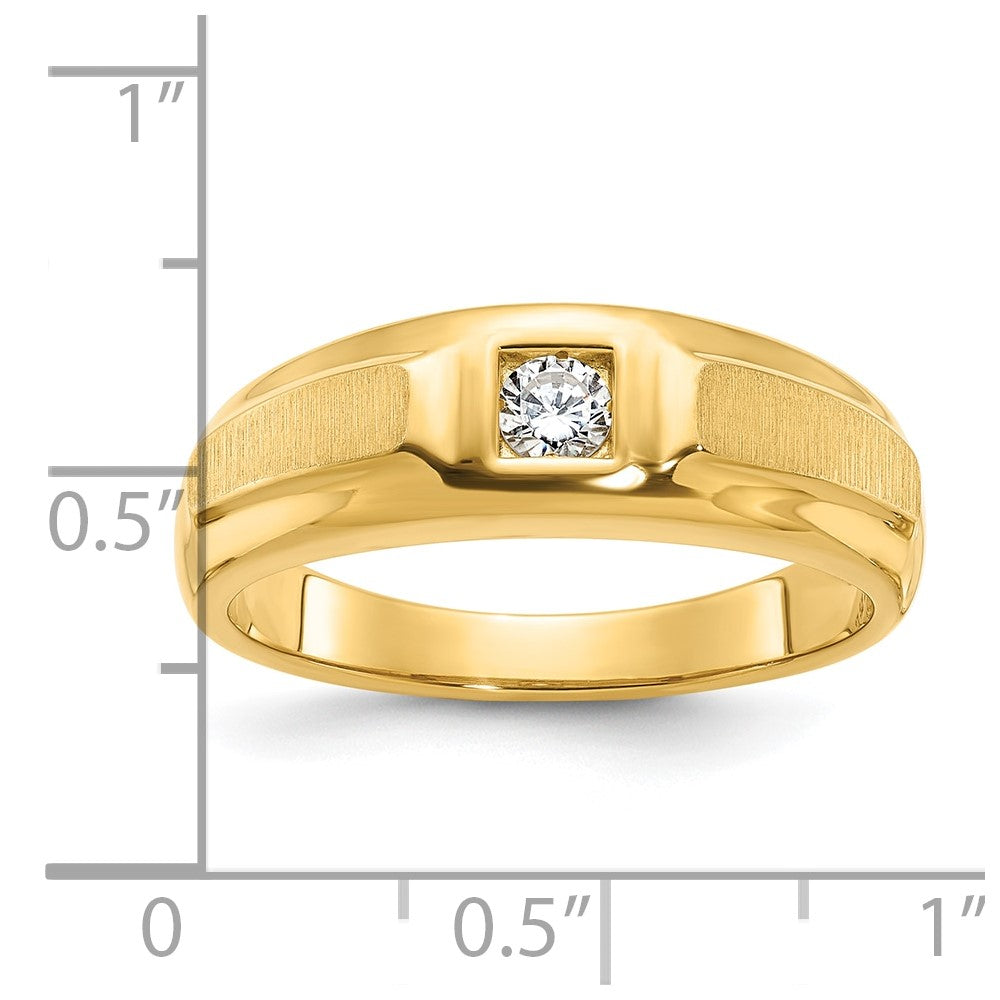 10k IBGoodman Men's Polished and Satin Diamond Complete Ring