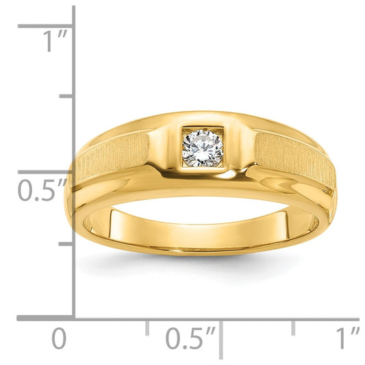 IB Goodman 10k Mens Polished and Satin 1/6 carat Diamond Complete Ring